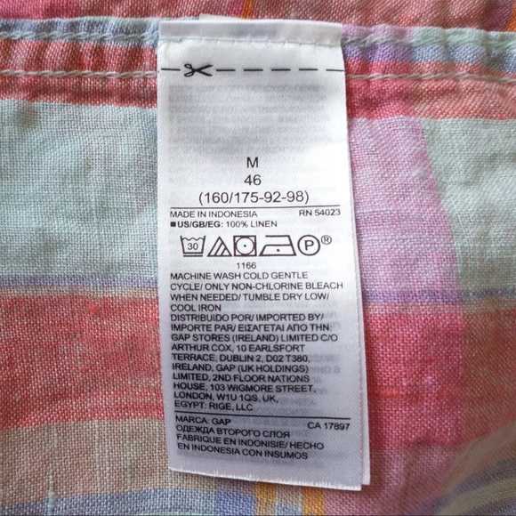 GAP Oversized 100% Linen Long Sleeved Button Up
Tunic Shirt Top PLAID Medium EUC - Picture 4 of 5